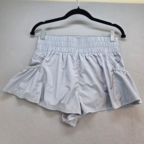 Free People Movement Get your Flirt On Shorts High Rise Pleated Pocket Grey Sm - Picture 7 of 14